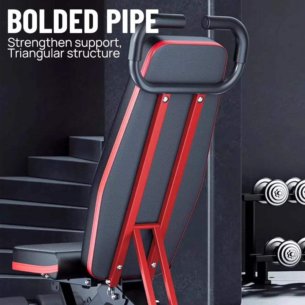 Adjustable Weight Bench Foldable Incline Decline Workout Bench with Resistance Bands – Black