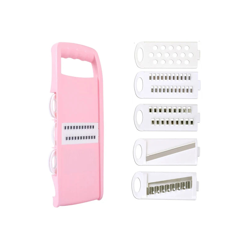 5-in-1 Vegetable Fruit Slicer Multifunctional Grater Shredder Chopper – Pink