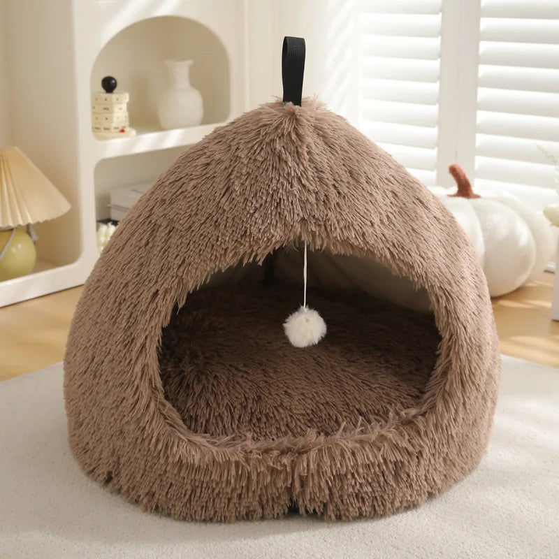 Pet Bed Plush Foldable 2 in 1 Indoor Pet Nest Soft Coral Fleece Cushion - Grey