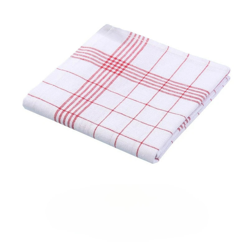 Dish Towels Set 10pcs Plaid Kitchen Cleaning Cloth Large Soft Polyester - Red