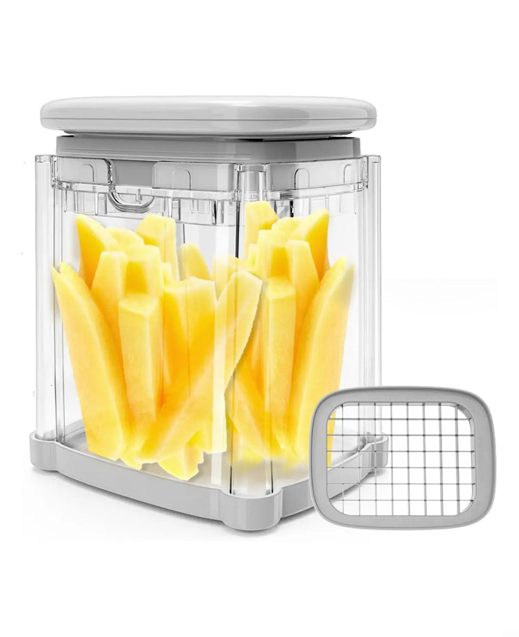 Food Chopper 4-in-1 Manual Vegetable Cutter Fruit Dicer with Storage Container – Grey