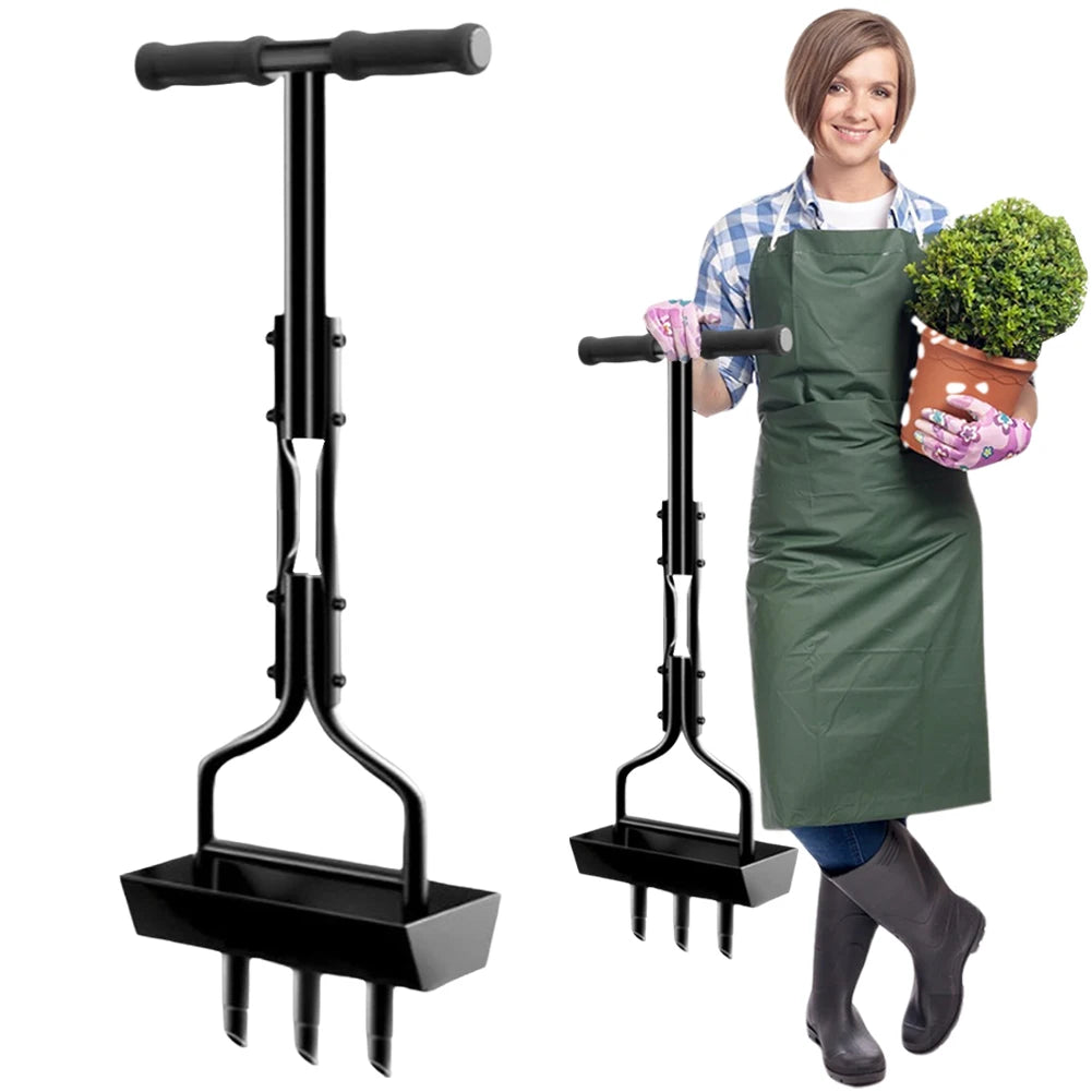 Lawn Aerator 99cm Manual Soil Coring Tool with Core Collection Tray – Black