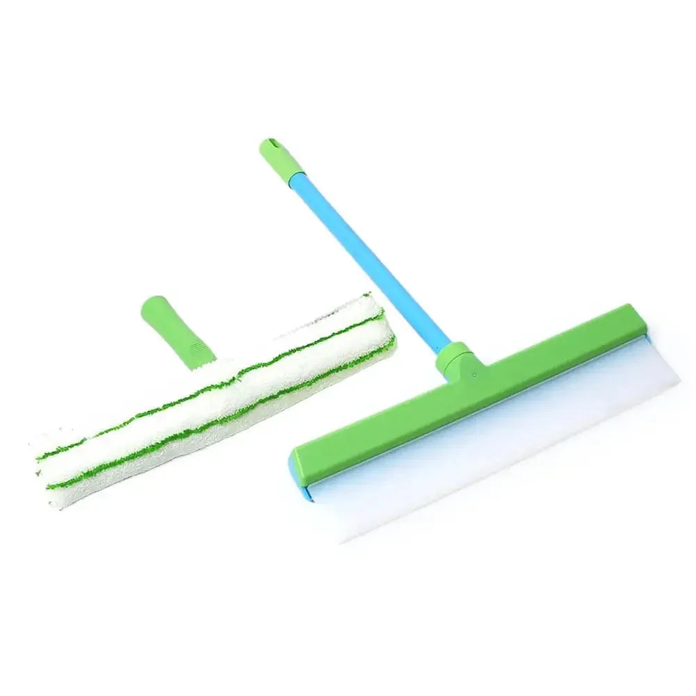 Window Squeegee Kit Reusable Silicone Cleaning Mop Streak Free Glass Wiper Tool - Green