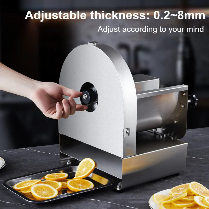 Electric & Manual Vegetable Slicer 220V Stainless Steel Multi-Blade Food Cutter - Gray