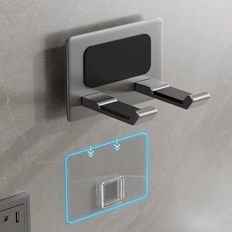 Wall Mounted Hair Dryer Holder Aluminum Alloy Bathroom Storage Rack - White