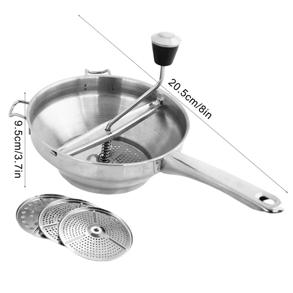 Potato Ricer Stainless Steel Masher Food Mill for Smooth Mash and Puree - Silver
