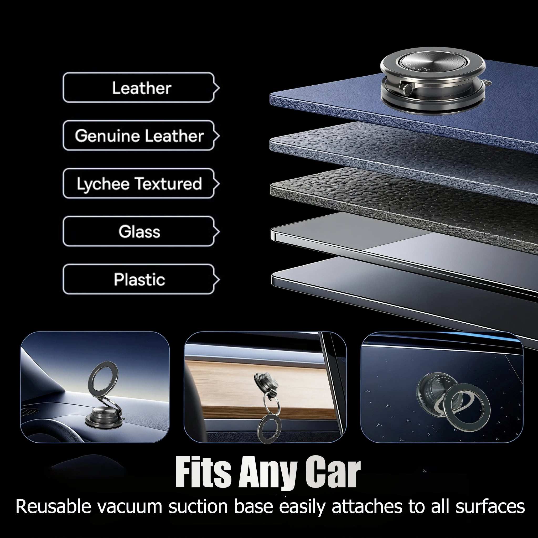 Car Phone Holder 720° Foldable Vacuum Suction Dashboard Navigation Mount Adjustable Stand - Orange