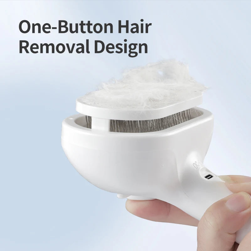 Pet Grooming Comb 28mL Rechargeable Steam Spray Brush 80 Minute Runtime Fur Care Tool