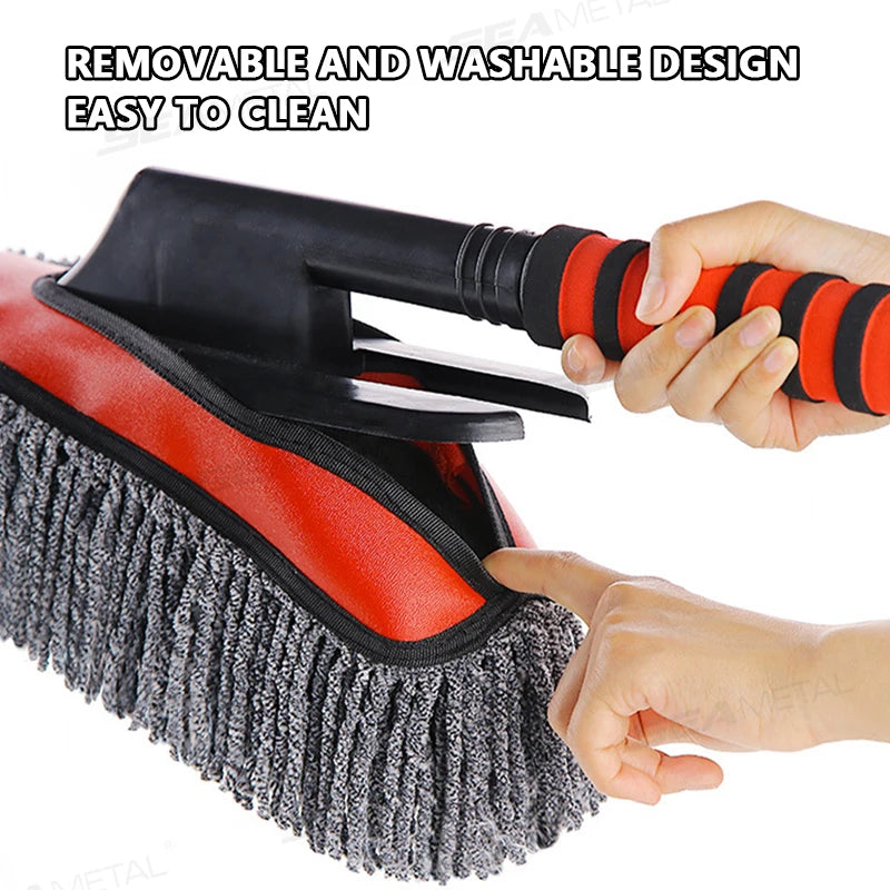 Car Cleaning Mop Retractable Microfibre Dust Wax Removal Brush Kit with Detail Brush