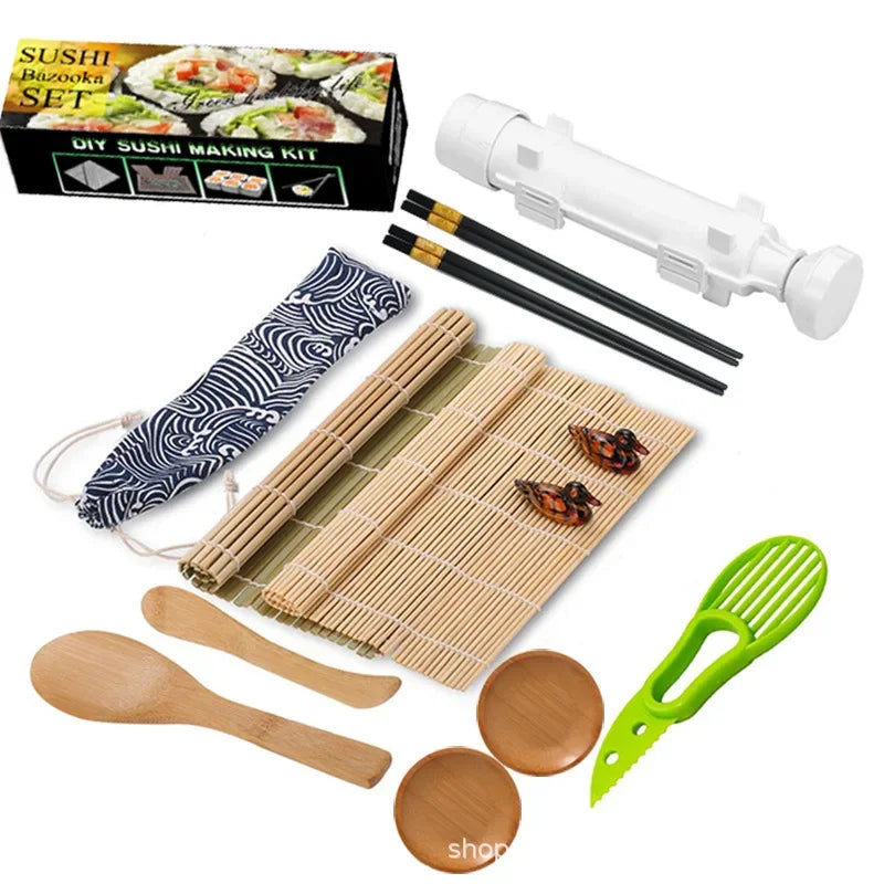 Sushi Making Kit 30.5cm Bamboo Sushi Roller Set Rice Mold Chopsticks DIY Tools - White