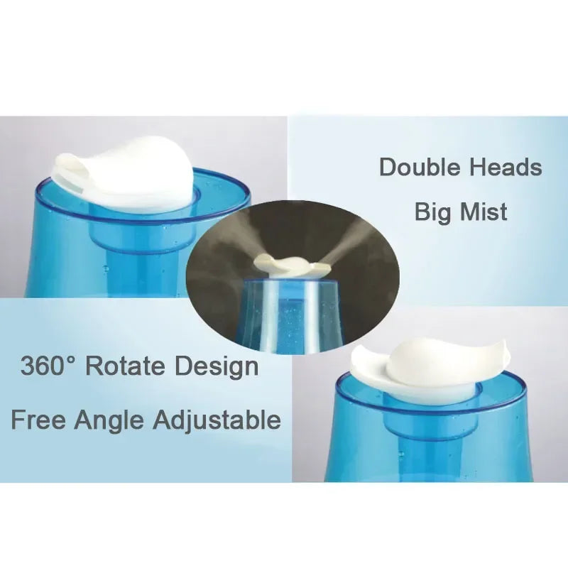 Humidifier 3L 25W Ultrasonic Double Sprayer Low Noise Tabletop Mist Diffuser - Black