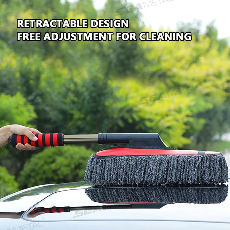 Car Cleaning Mop Retractable Microfibre Dust Wax Removal Brush Kit with Detail Brush