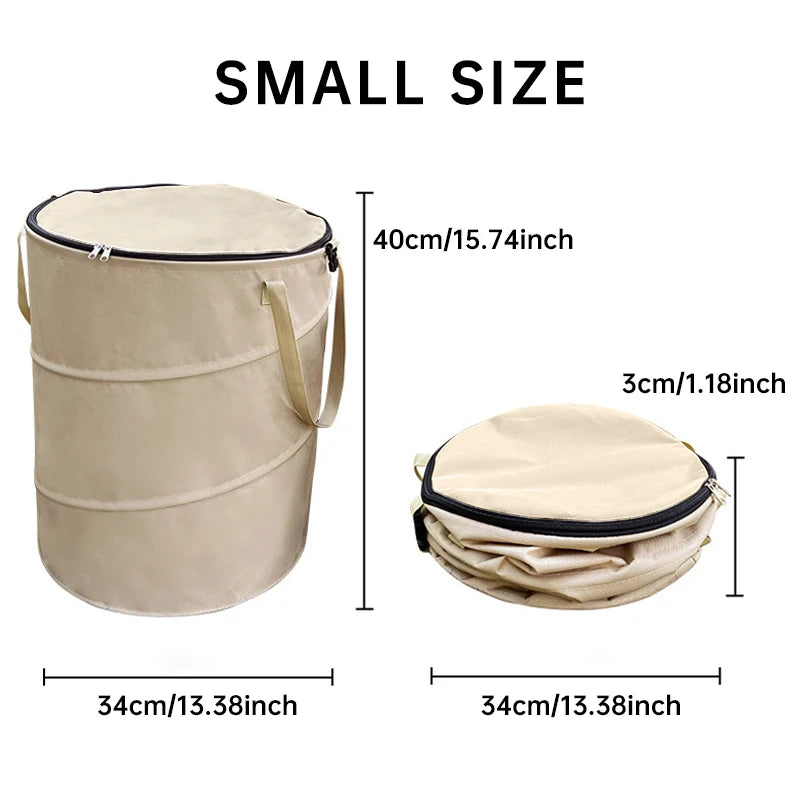 Garden Waste Bin 34 × 40 cm Pop-Up Foldable Oxford Bin with Lid - Black