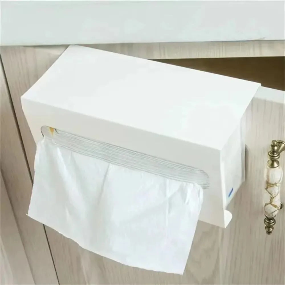 Tissue Box Holder 23cm Under Cabinet Drill-Free Iron Paper Towel Storage Rack - Green
