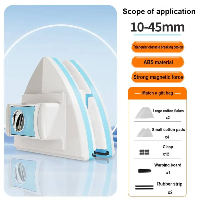 Window Cleaner 10-45mm Double Sided Glass Wiper with Adjustable Suction Rope Tool