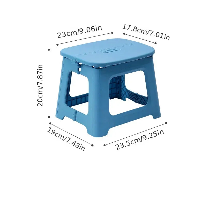 Foldable Plastic Stool Portable Lightweight Bathroom Camping Seat - Blue