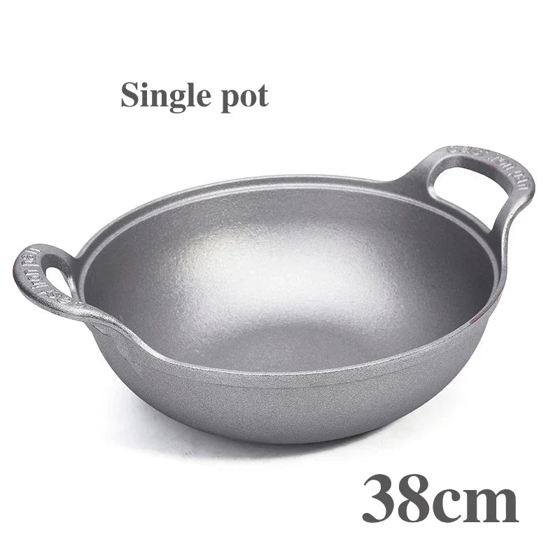 Chef Pan 38cm Cast Iron Flat Bottom Deep Frying Cookware