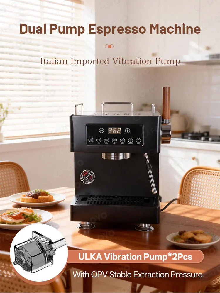 Coffee Machine 2L 1600W Dual Thermoblock Semi Automatic Espresso Maker – Black