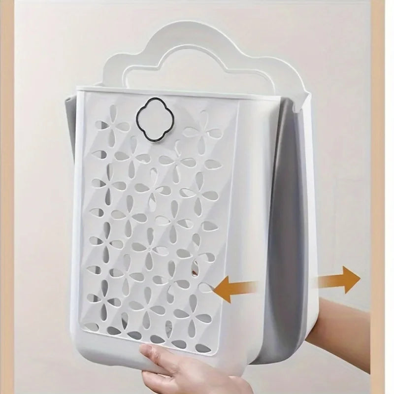 Laundry Basket Foldable PP Plastic Storage Hamper with Handles - Grey