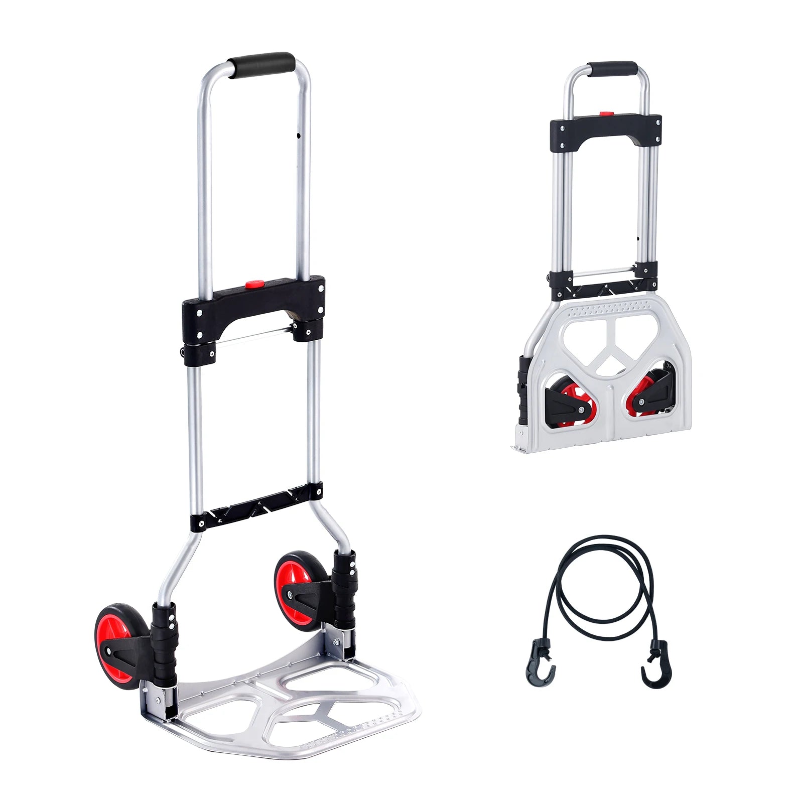 Folding Hand Truck 80kg Capacity Aluminum Alloy Portable Dolly Cart – Silver
