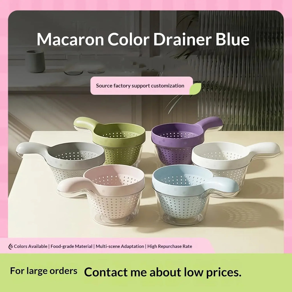 2-in-1 Vegetable Fruit Washing Drainage Basket Colander Mixing Bowl - White