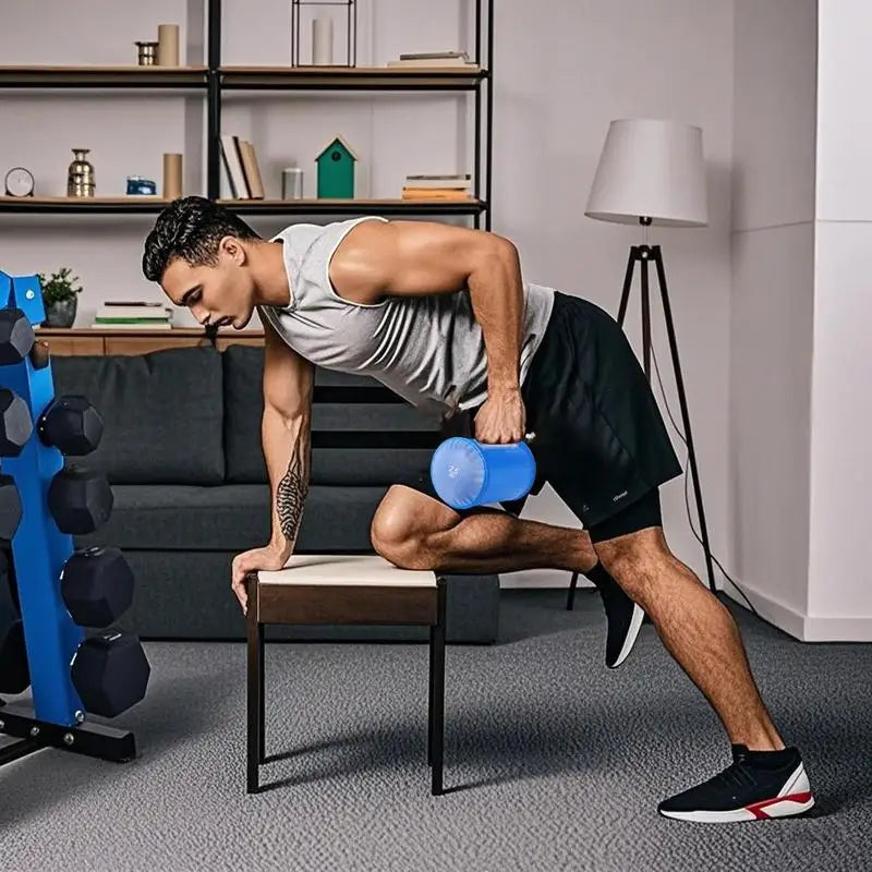 Water Bag Dumbbell Set Adjustable 5kg Portable Core Training Weights - Blue