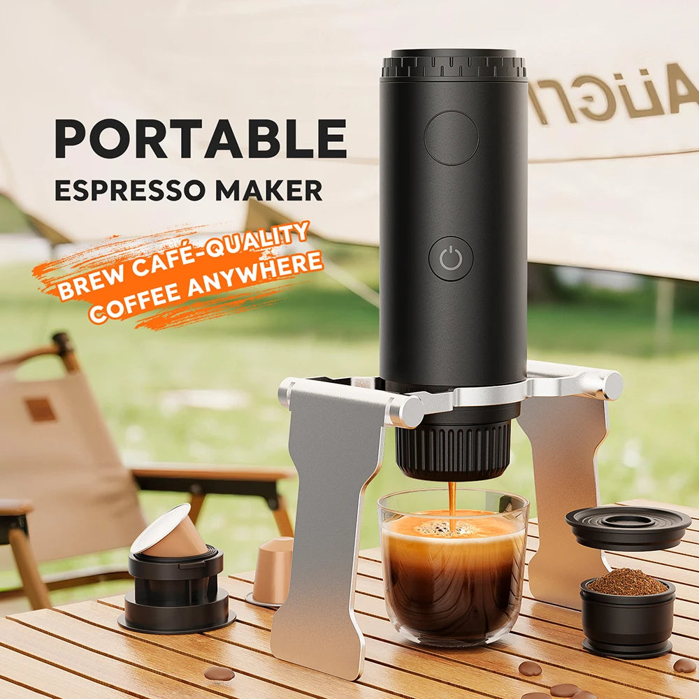 Portable Espresso Coffee Maker 3 in 1 Wireless Capsule Powder Machine 80ml - Rose Pink