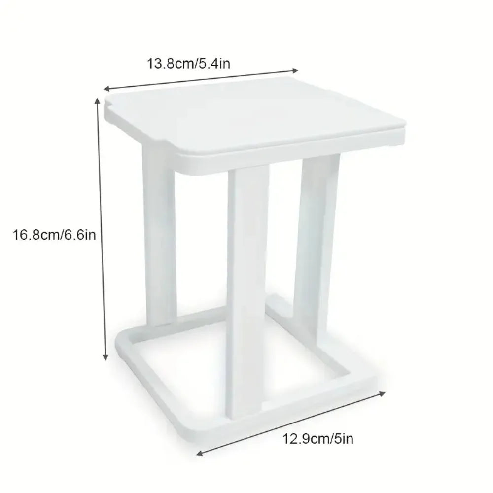 Foldable Mini Trash Bag Holder Portable Desktop Kitchen Food Waste Bin with Lid – White