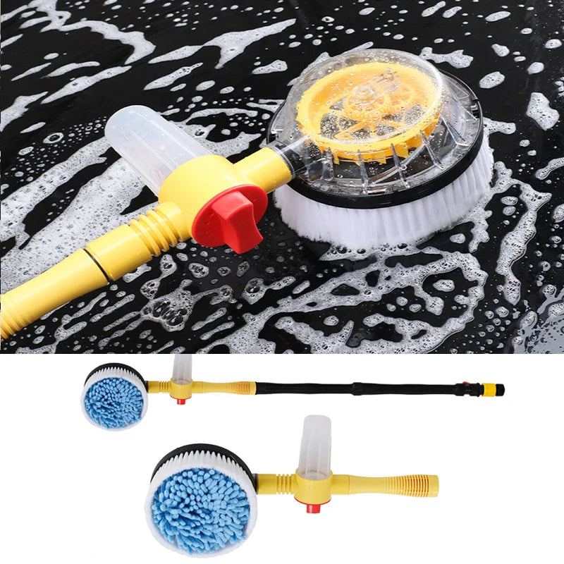Car Wash Brush Mop 100cm Rotating Foam Cleaner with Water Flow Handle - Set