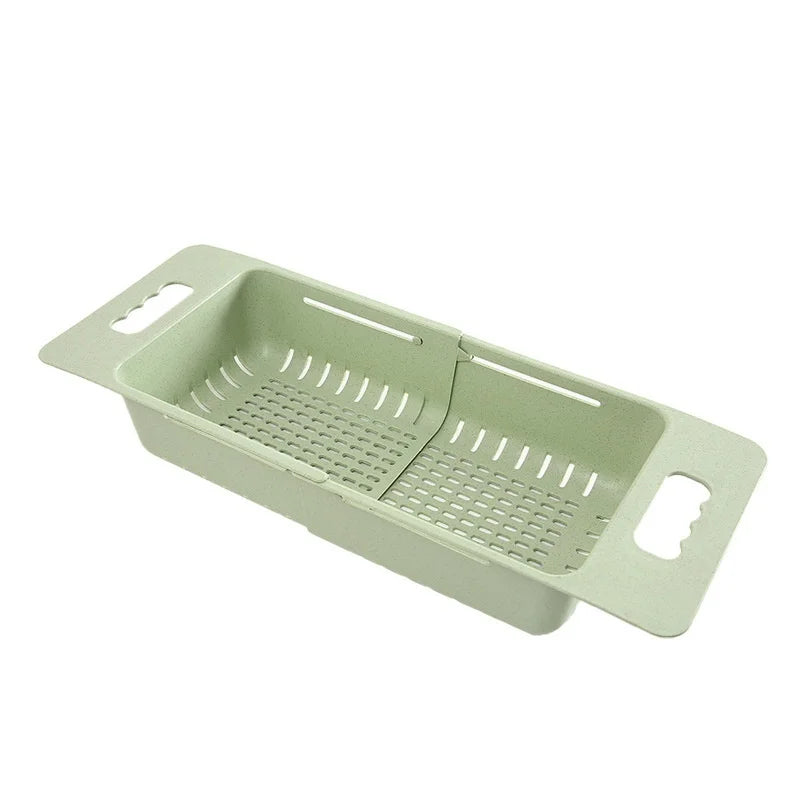 Adjustable Dish Drainer Sink Basket Extendable Vegetable Fruit Colander – Green