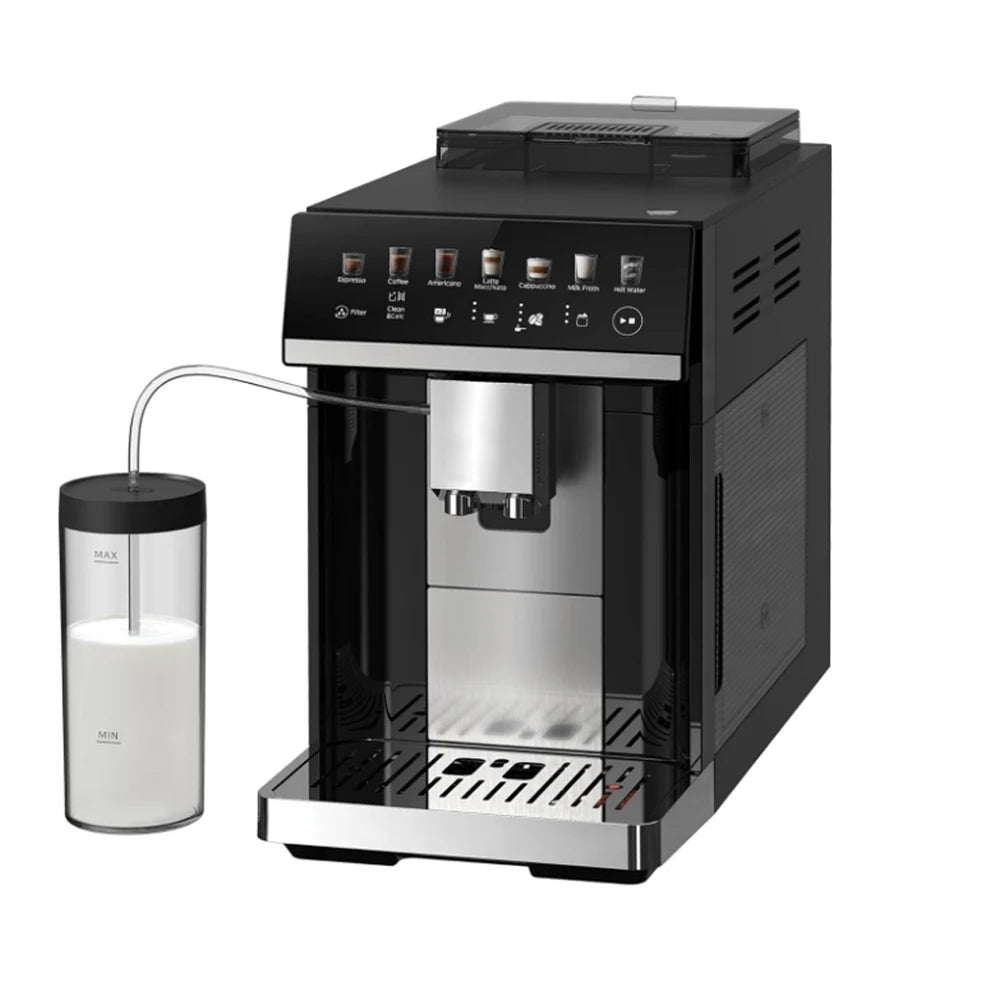 Coffee Machine 1785W Automatic Espresso Maker with Burr Grinder and Milk Frother – White