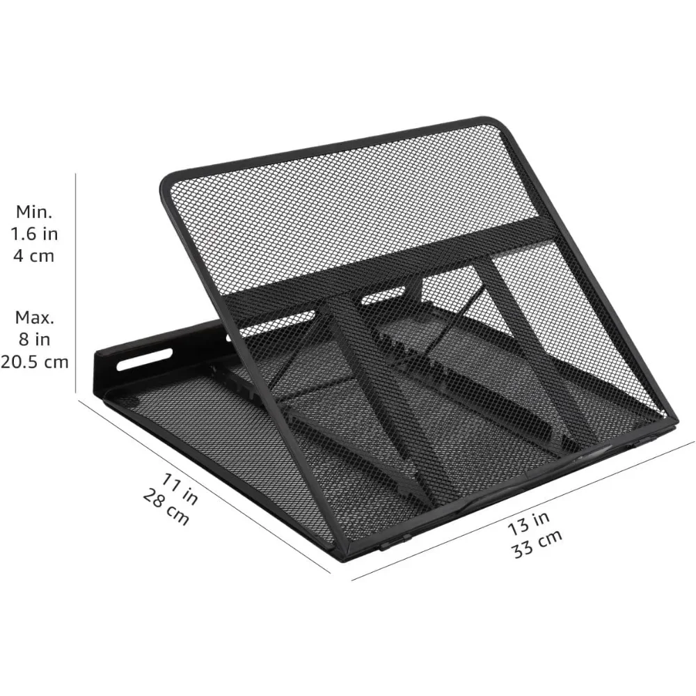 Adjustable Metal Mesh Laptop Stand Foldable Ergonomic Notebook Riser 10 to 17.3 Inch – Black