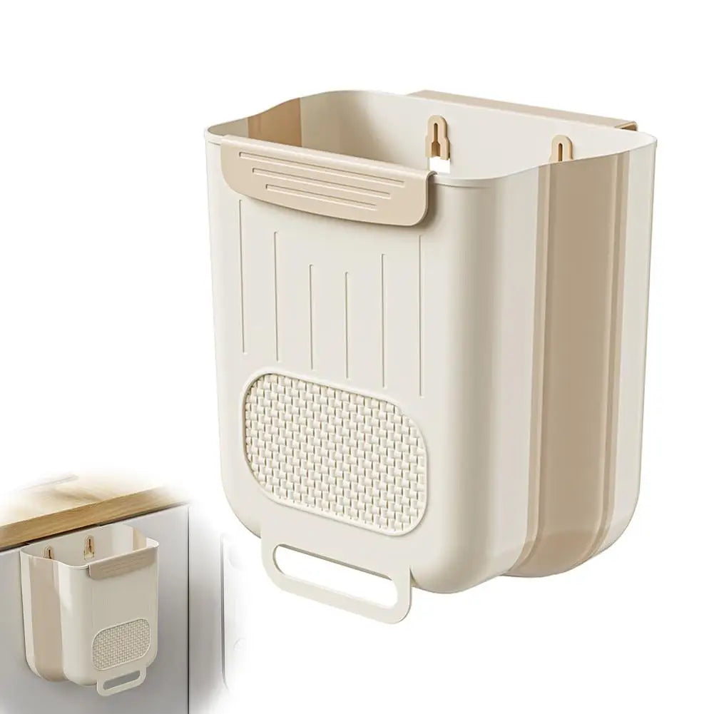 Hanging Rubbish Bin 6L Foldable Kitchen Cabinet Door Waste Bin - White