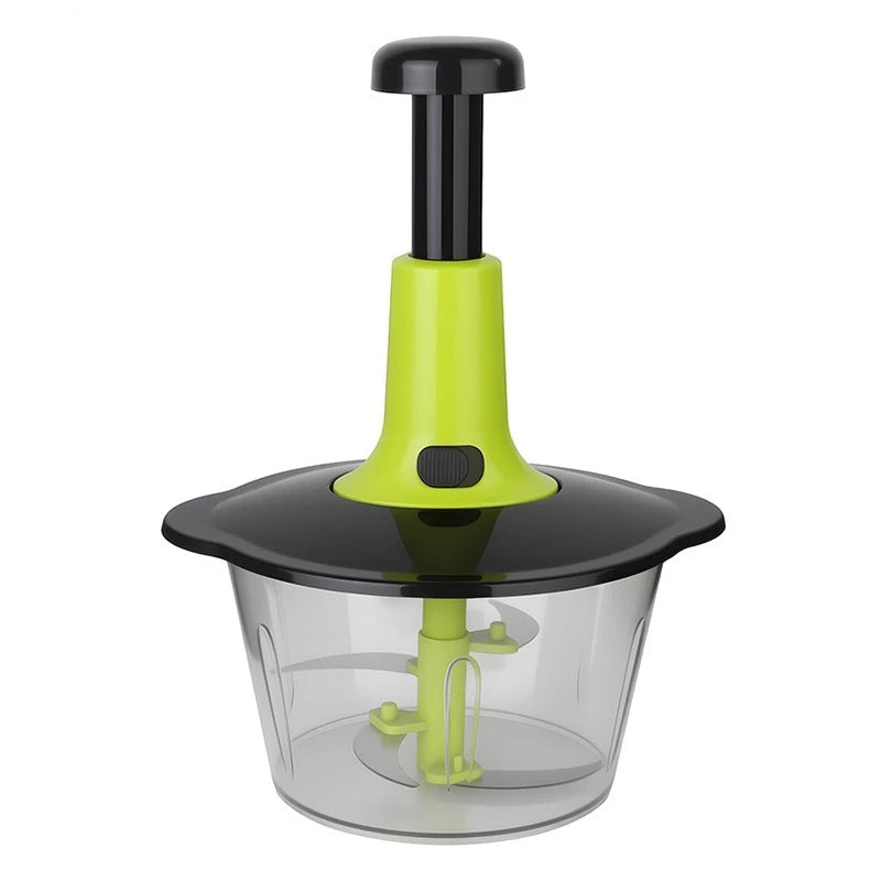 Manual Food Processor Vegetable Garlic Meat Chopper Push Press Kitchen Tool – Green