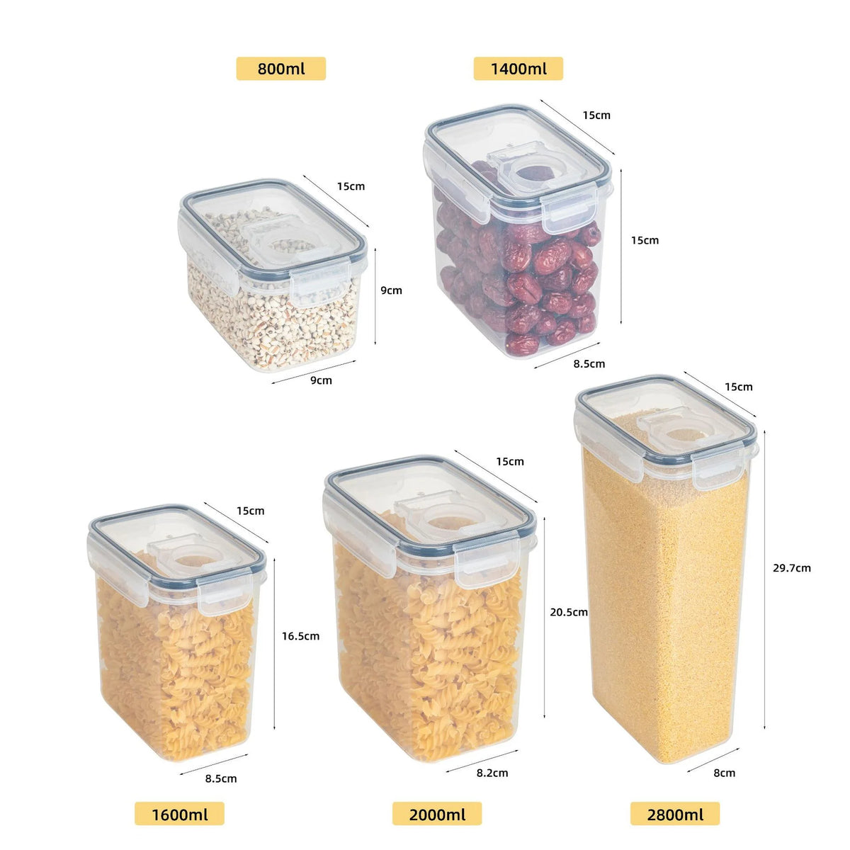 1600ml Airtight Food Storage Container with Locking Lid