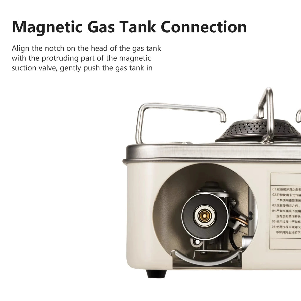 Camping Gas Stove 2800W Portable Butane Cassette Burner Electronic Ignition – White