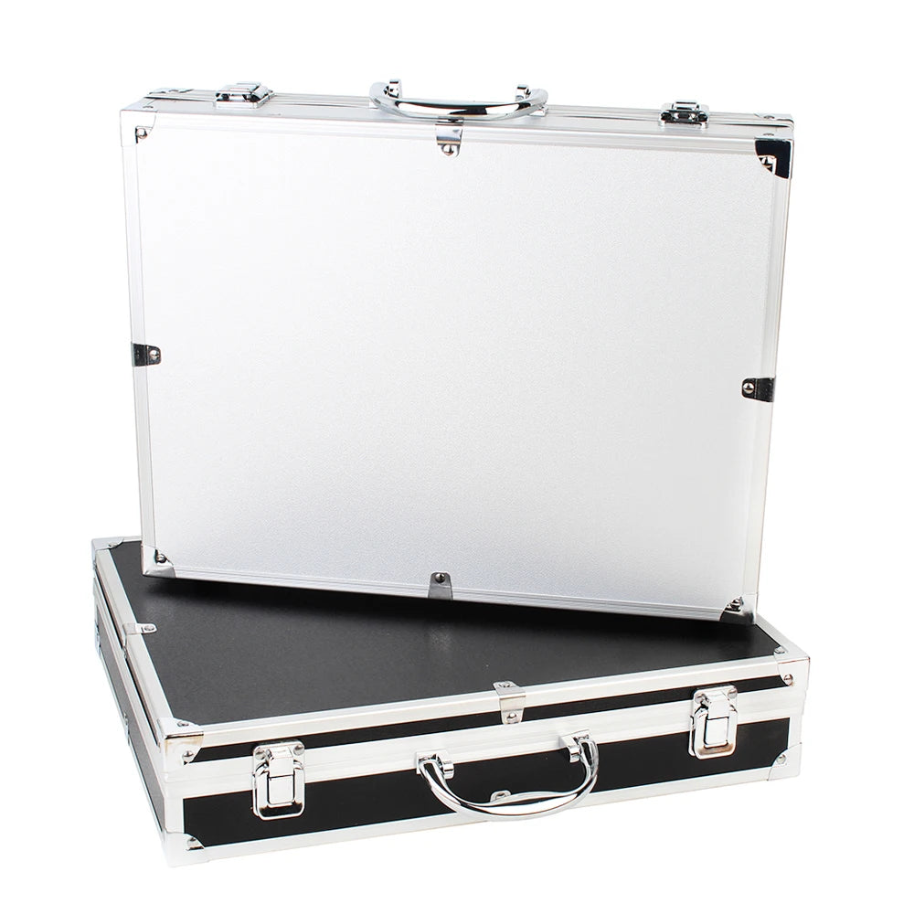 Portable Aluminum Tool Storage Case Hard Equipment Organizer Suitcase - White
