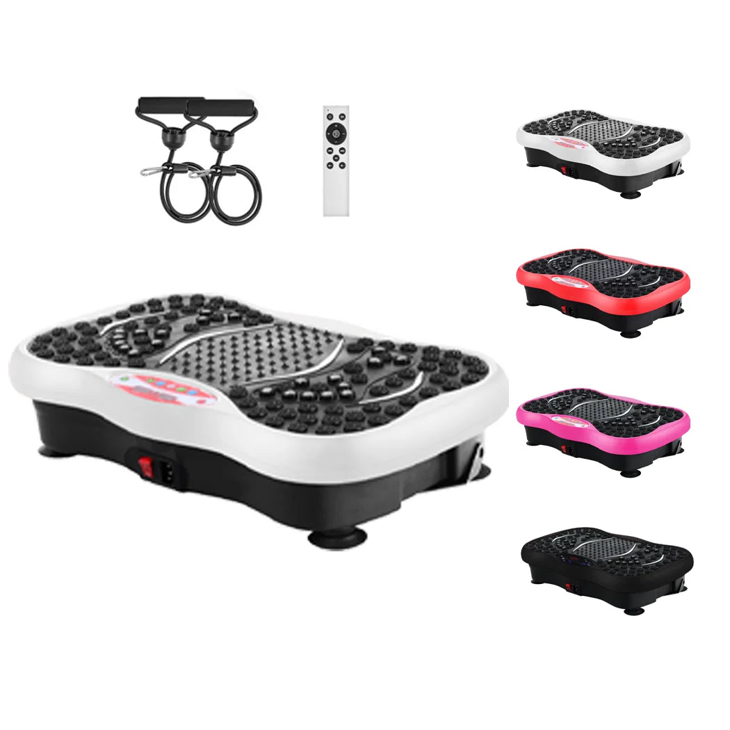 Vibration Machine Platform Full Body Fitness Trainer with Resistance Bands and Remote Control – White
