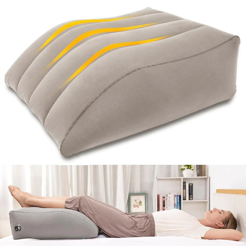 Inflatable Leg Elevation Pillow Ergonomic Wedge Support Cushion for Post-Surgery Recovery – Grey