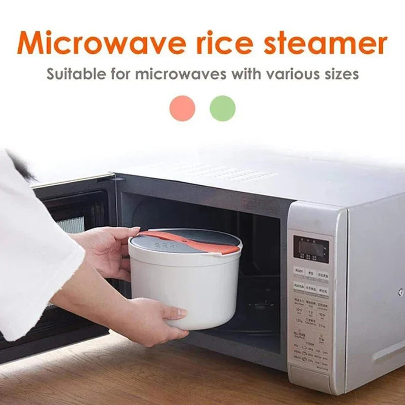 Microwave Rice Cooker Bento Lunch Box Food Steamer with Lid Portable Food Container – Orange