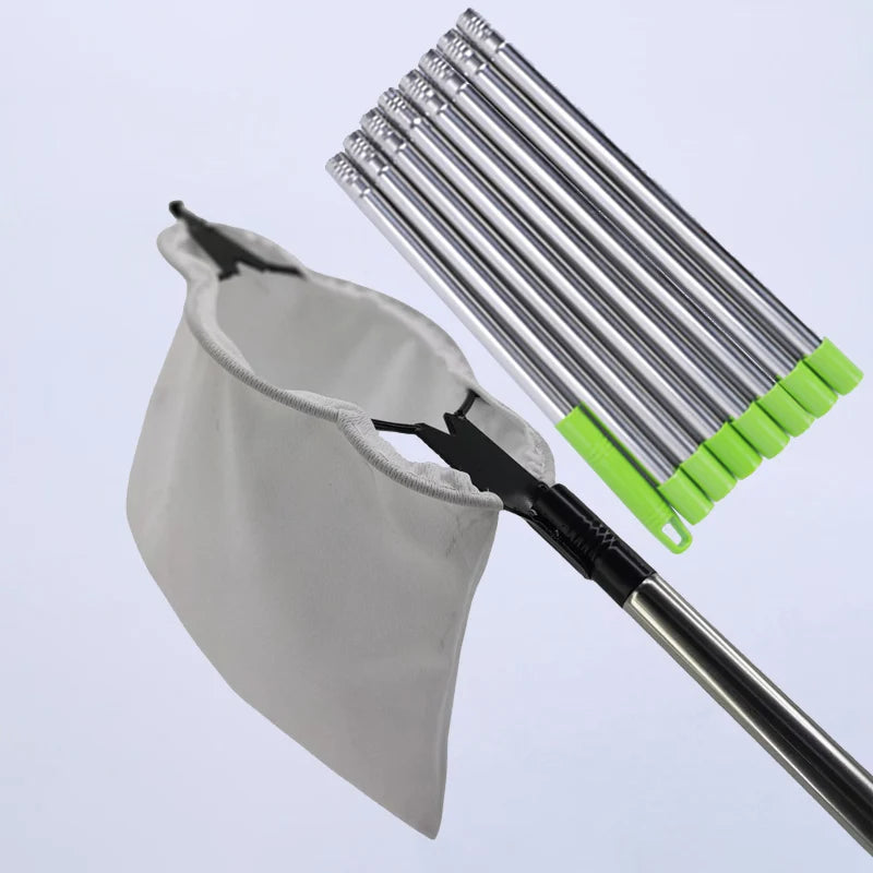 Fruit Picker Tool 400cm Telescopic Pole with Metal Picking Head for Home Garden Harvesting