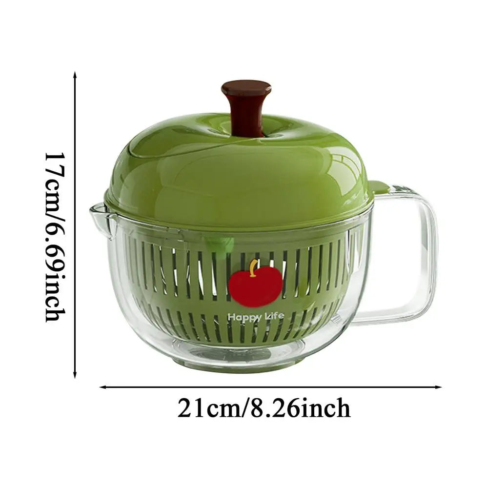 Fruit And Vegetable Washer 21cm Double Layer Hand Crank Salad Spinner - Green