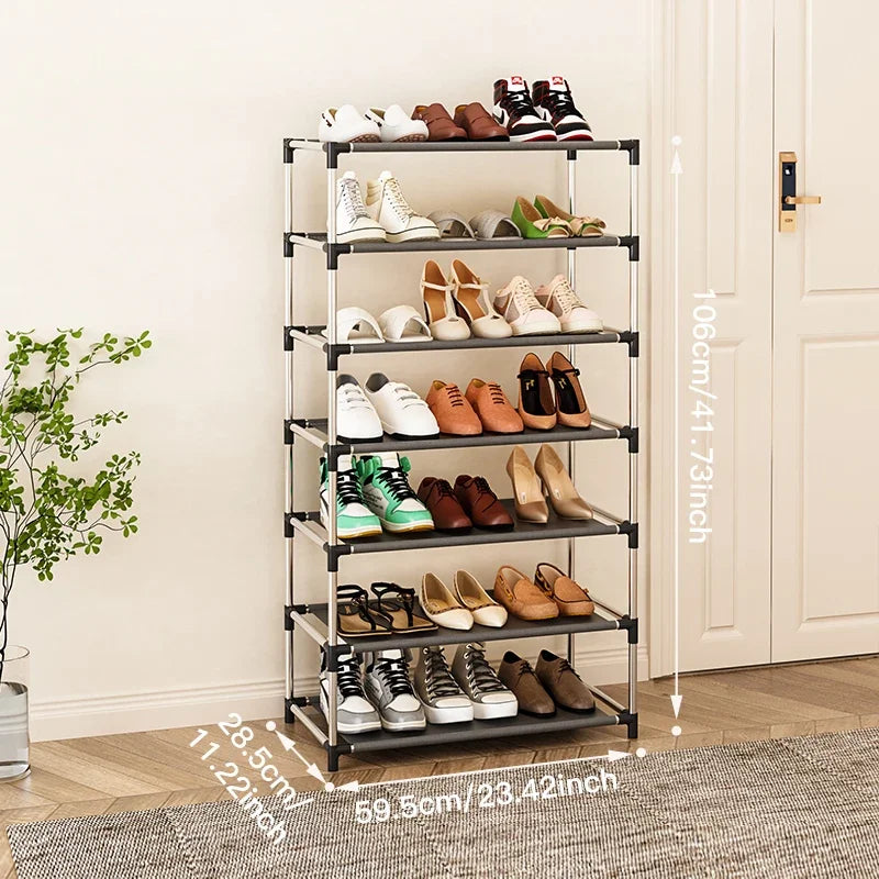 Shoe Rack 7 Layers Metal Footwear Storage Shelf Space Saving Home Stand