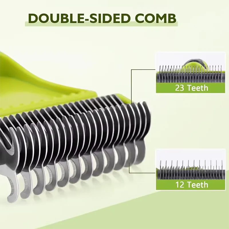 Pet Grooming Brush Double Sided Undercoat Rake Detangling Hair Removal Comb for Dogs and Cats