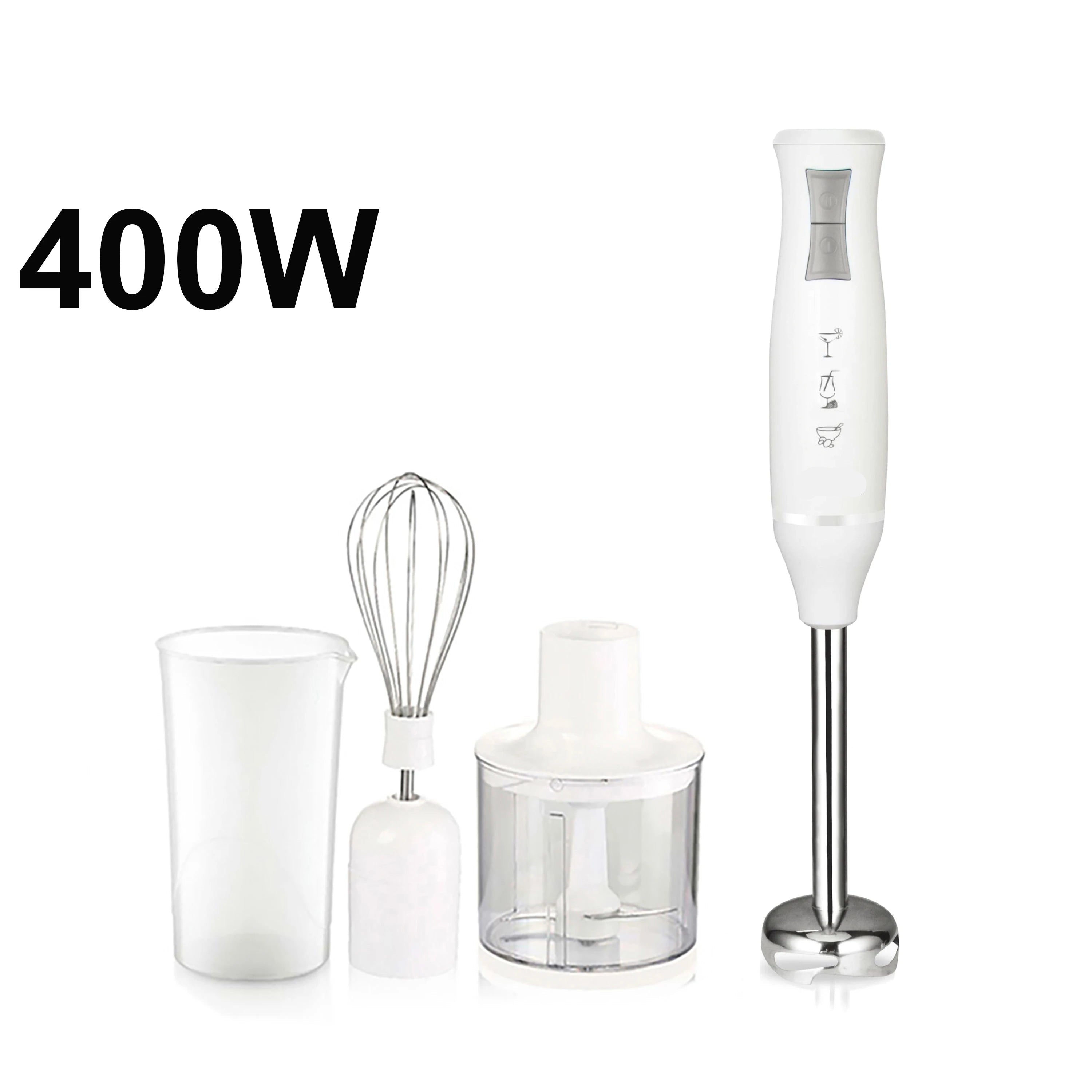 Stick Blender 3 in 1 Food Mixer 500mL Chopping Bowl Turbo Control – White