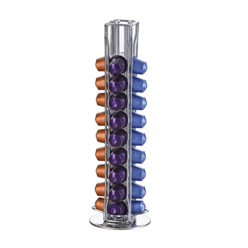 Coffee Pod Holder 360° Rotatable Capsule Carousel Storage Rack – Black
