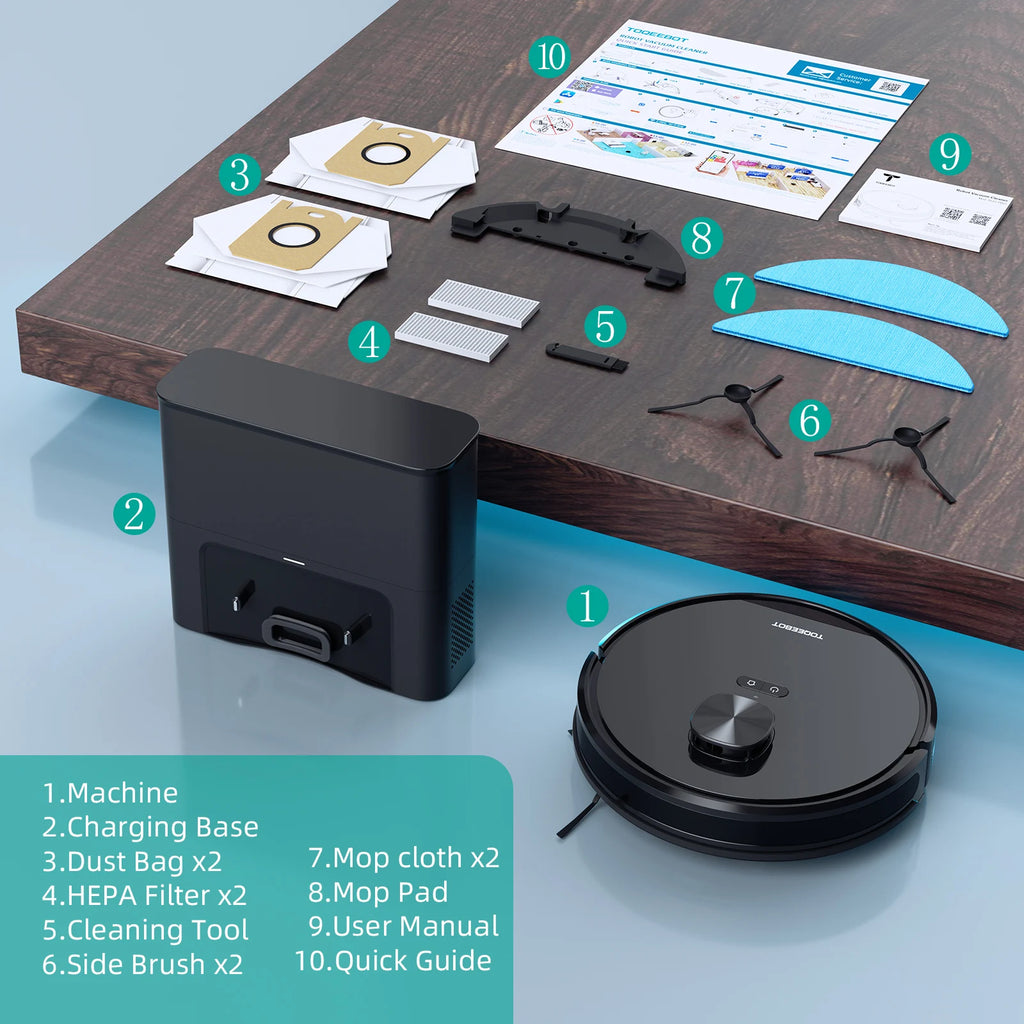Robot Vacuum Cleaner 4500Pa LiDAR Navigation Self-Emptying Vacuum Mop with 2.5L Dust Station WiFi App Control Alexa