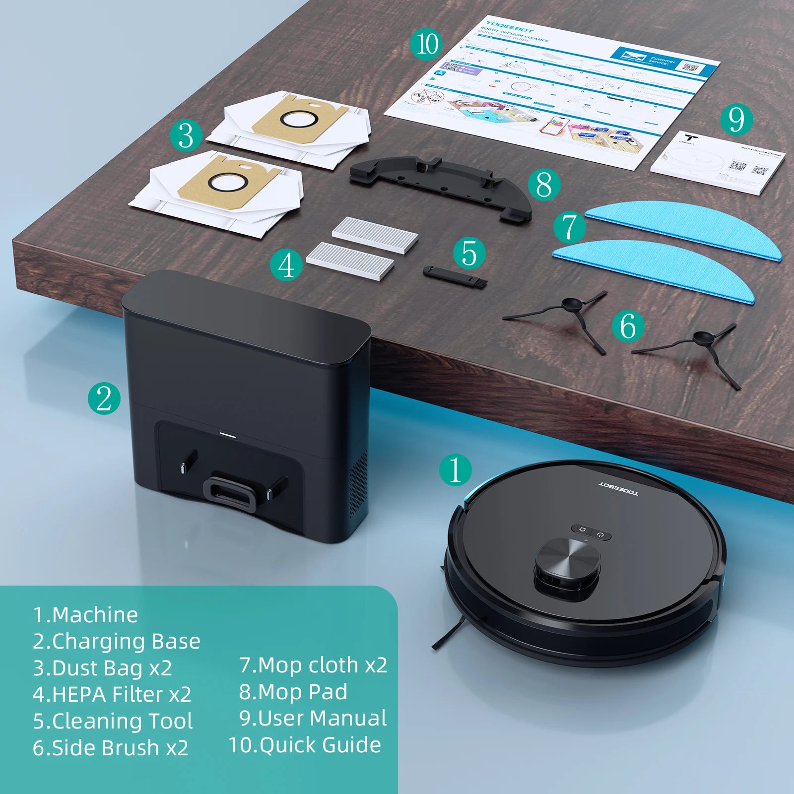 Robot Vacuum Cleaner 4500Pa LiDAR Navigation Self-Emptying Vacuum Mop with 2.5L Dust Station WiFi App Control Alexa
