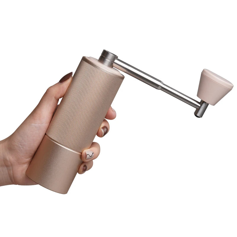 Manual Coffee Grinder 14.7cm Foldable Handle Stainless Steel Burr Adjustable - Rose Gold