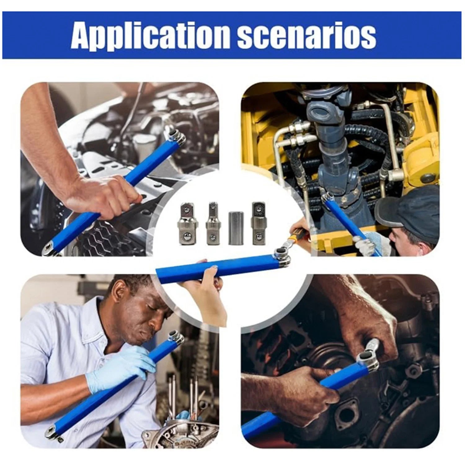 Extension Wrench Portable Heavy Duty 45cm Offset Ratchet Extension Tool 2 in 1 Multi Function Connector